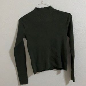 green mock neck sweater